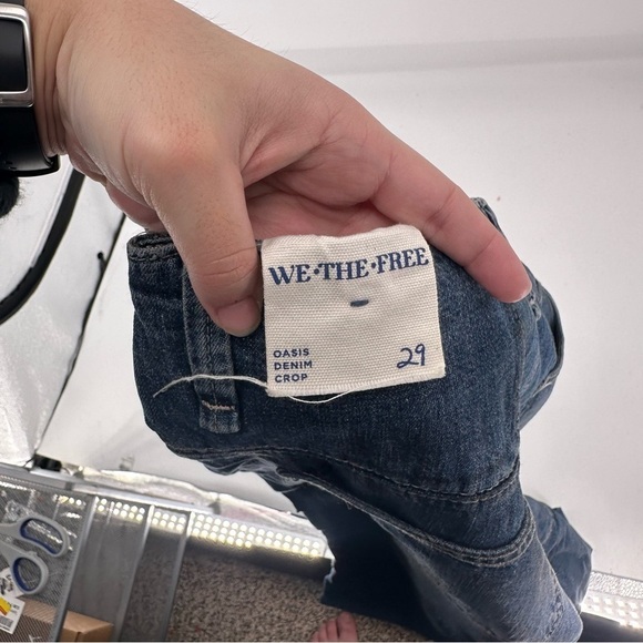 NEW Free People OASIS DENIM CROP Size 29 Dark Wash Jeans Barrel - Picture 6 of 10